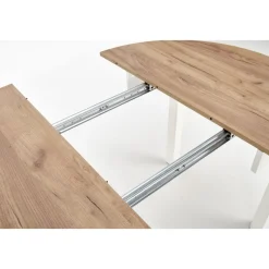 Matgrupp Berivan Ø102142 cm ek/vit med 4 st Industry stolar i borstat stål