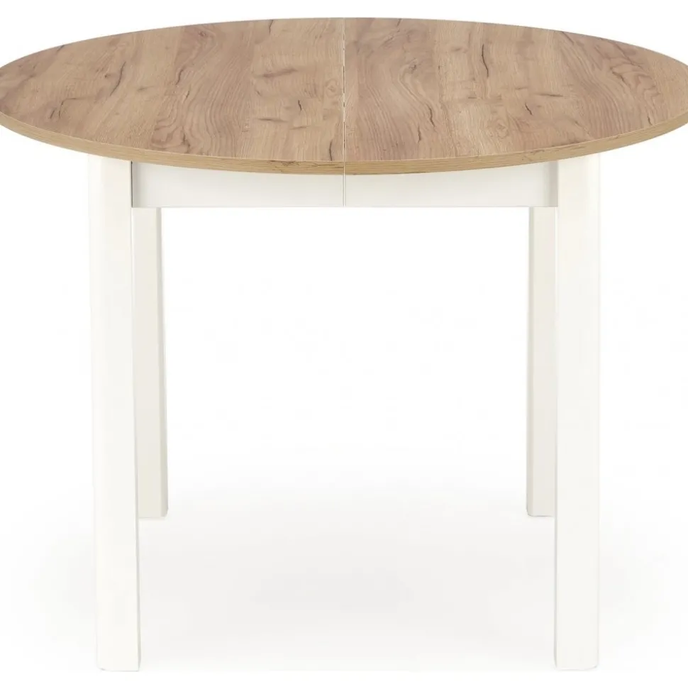 Matgrupp Berivan Ø102142 cm ek/vit med 4 st Industry stolar i borstat stål