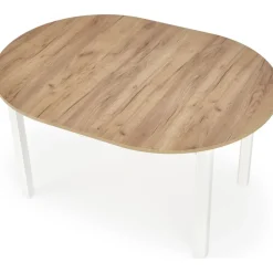 Matgrupp Berivan Ø102142 cm ek/vit med 4 st Industry stolar i borstat stål