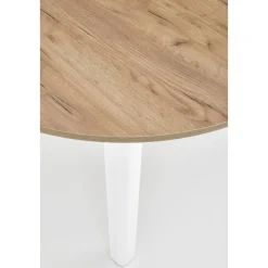 Matgrupp Berivan Ø102142 cm ek/vit med 4 st Industry stolar i borstat stål