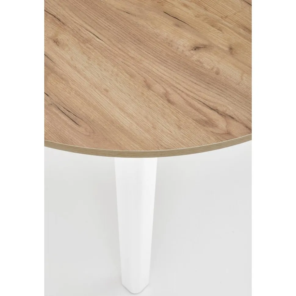 Matgrupp Berivan Ø102142 cm ek/vit med 4 st Industry stolar i borstat stål