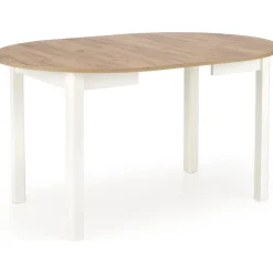 Matgrupp Berivan Ø102142 cm ek/vit med 4 st Industry stolar i borstat stål