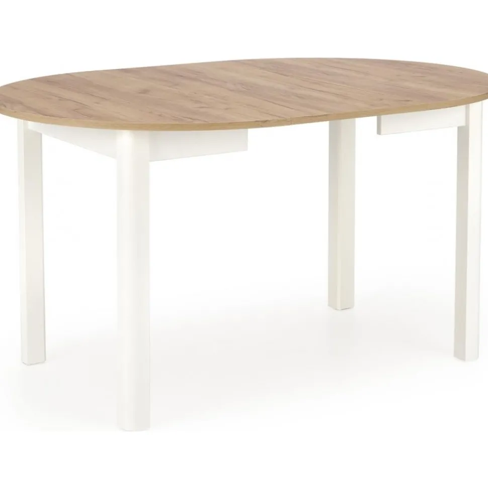 Matgrupp Berivan Ø102142 cm ek/vit med 4 st Industry stolar i borstat stål