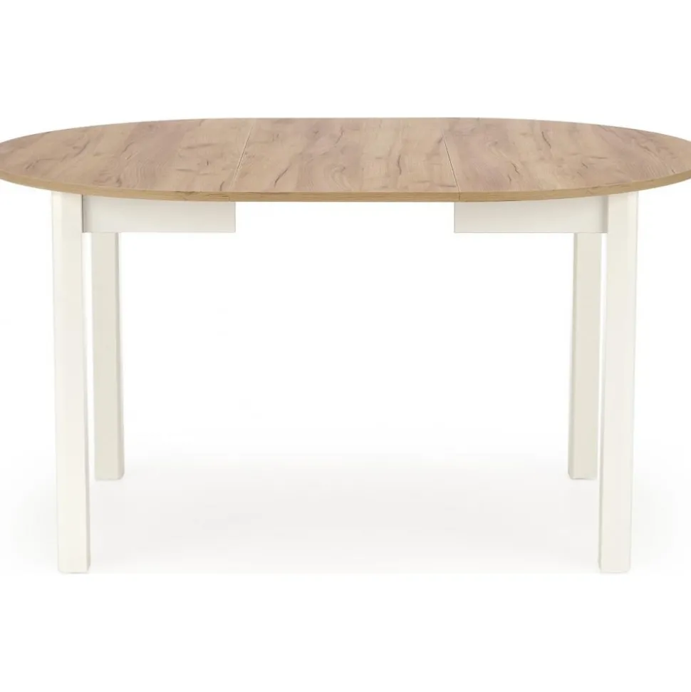 Matgrupp Berivan Ø102142 cm ek/vit med 4 st Industry stolar i borstat stål