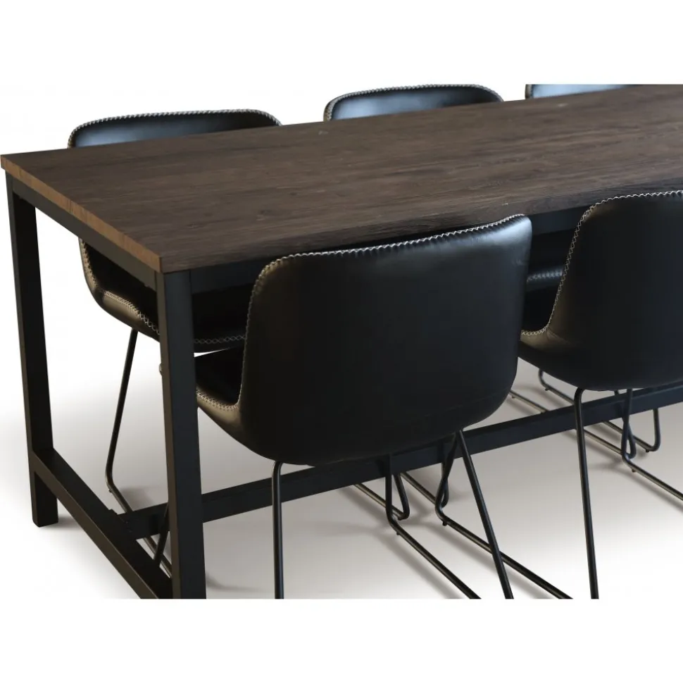 Matgrupp; bord 180x90 cm mörkbrun ek med 6 st stolar + 6.00 x Stolsdyna