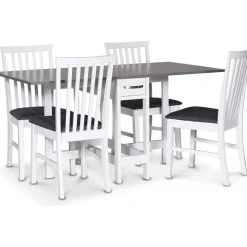 Matgrupp inomhus klaffbord Vit / Grå med fyra stolar - Fårö