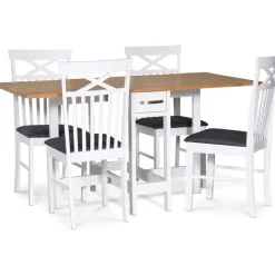 Matgrupp klaffbord Vit / Ek med fyra stolar - Fårö + 3.00 x Möbeltassar