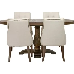 Matgrupp: Lamier matbord runt - brun + 4 st Tuva europa ver II stolar + 4.00 x Stolsdyna