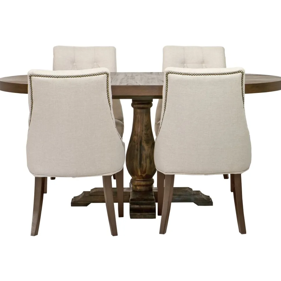 Matgrupp: Lamier matbord runt - brun + 4 st Tuva europa ver II stolar + 4.00 x Stolsdyna