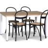 Matgrupp; matbord 140x90 cm - Vit / oljad ek med 4 st svarta stolar + 3.00 x Möbeltassar