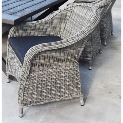 Matgrupp Mercury: Oxford bord inklusive 6 st Mercury fåtöljer i konstrotting + Fläckborttagare för möbler