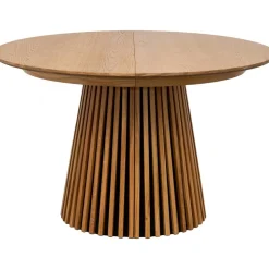 Matgrupp Osaka Ø120200 cm ek med 4 st Amino stolar i ek och svart ecoläder