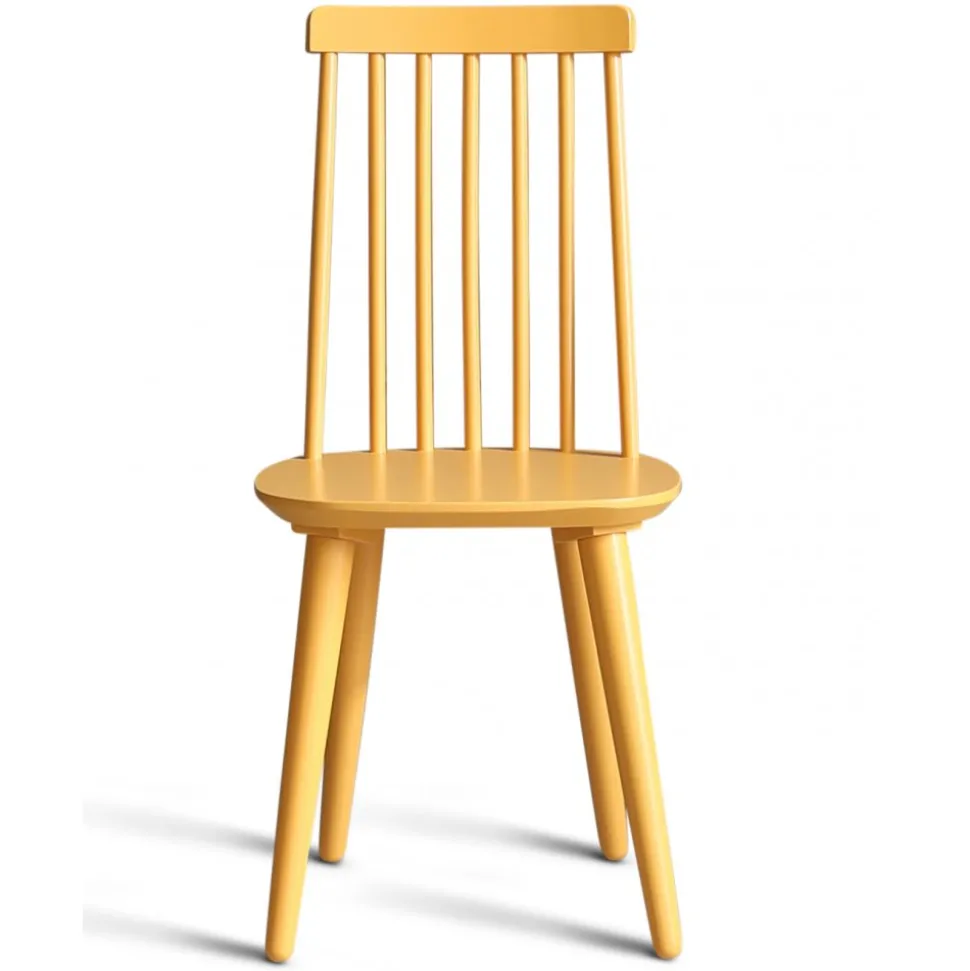 Matgrupp: Runt bord i Ek / Vit med 4 st gula Pinnstolar + 4.00 x Stolsdyna