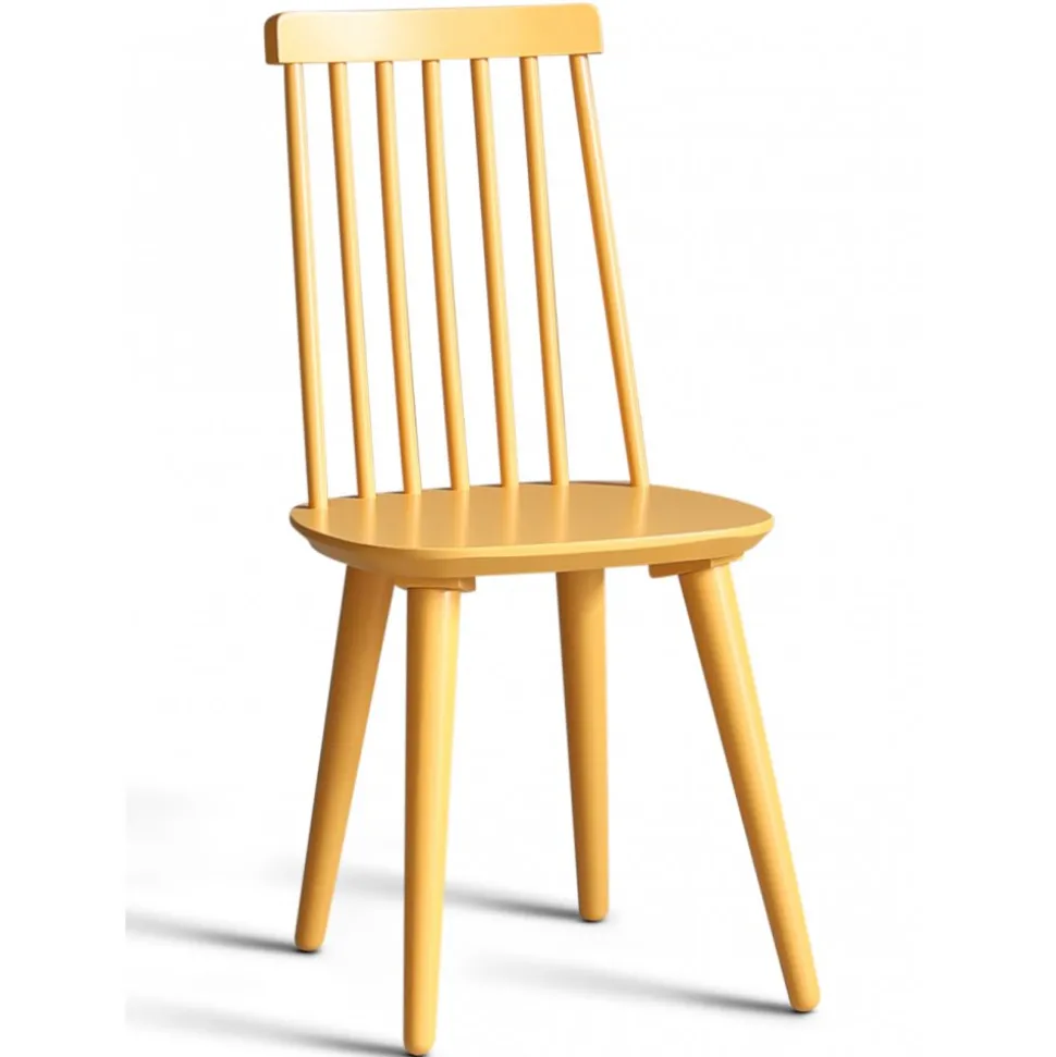 Matgrupp: Runt bord i Ek / Vit med 4 st gula Pinnstolar + 3.00 x Möbeltassar