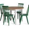 Matgrupp: Runt bord i Ek / Vit med 4 st gröna Pinnstolar + 4.00 x Stolsdyna