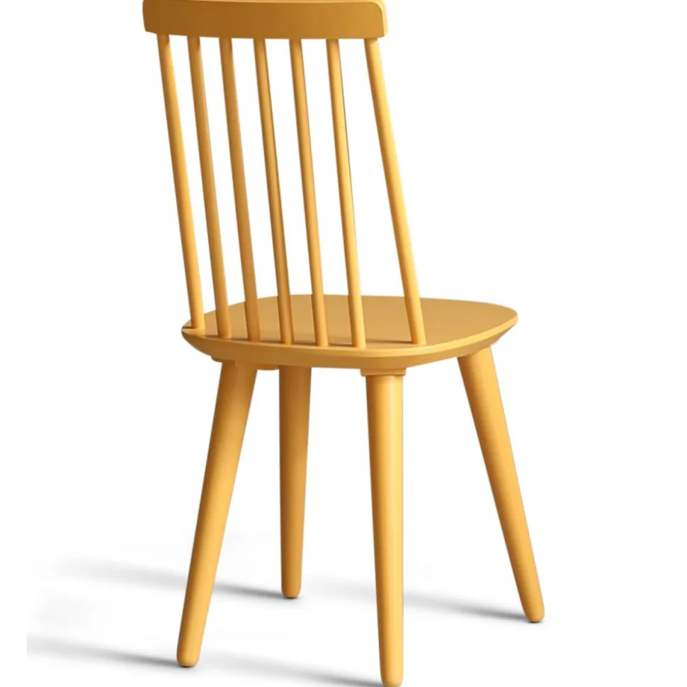 Matgrupp: Runt bord i Ek / Vit med 4 st gula Pinnstolar