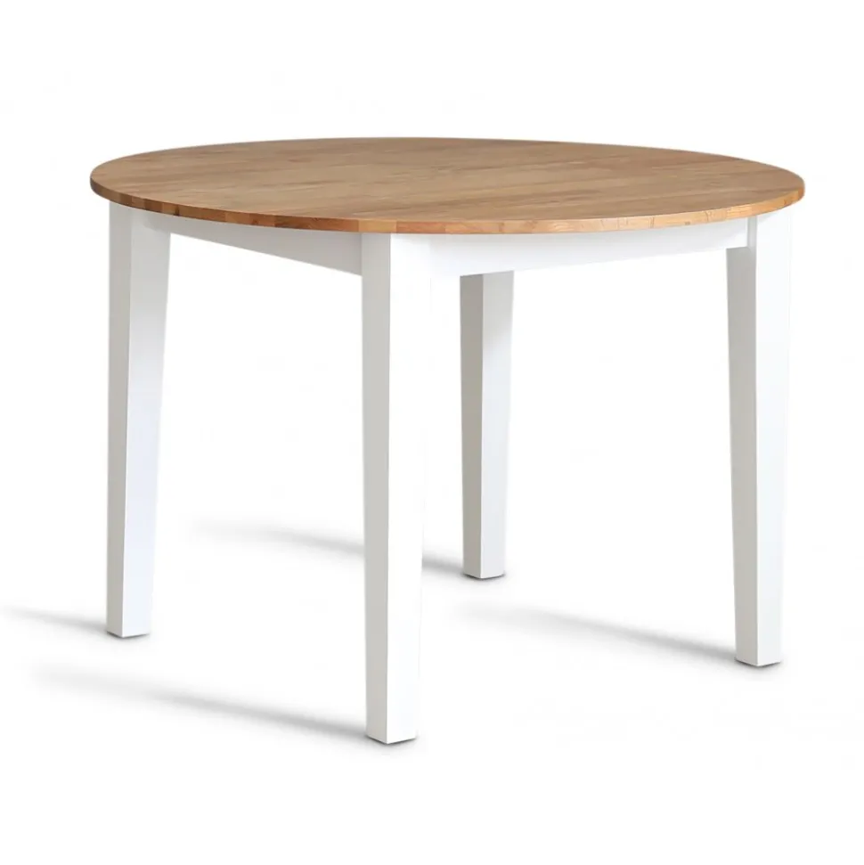 Matgrupp: Runt bord i Ek / Vit med 4 st gröna Pinnstolar