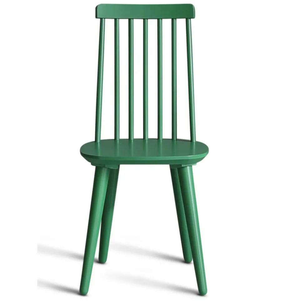 Matgrupp: Runt bord i Ek / Vit med 4 st gröna Pinnstolar