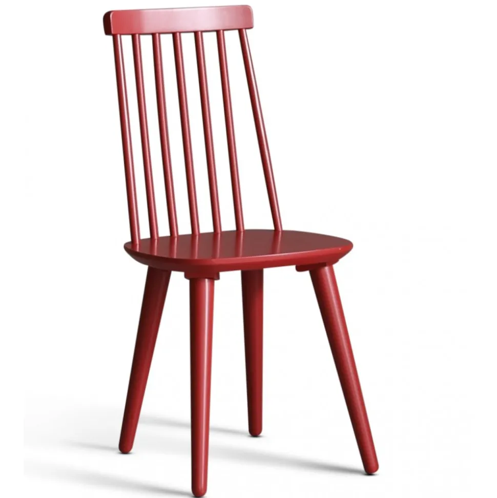 Matgrupp: Runt bord i Ek / Vit med 4 st röda Pinnstolar + 4.00 x Stolsdyna