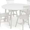 Matgrupp runt matbord Ø120 cm och 4 vita pinnstolar - Rosvik