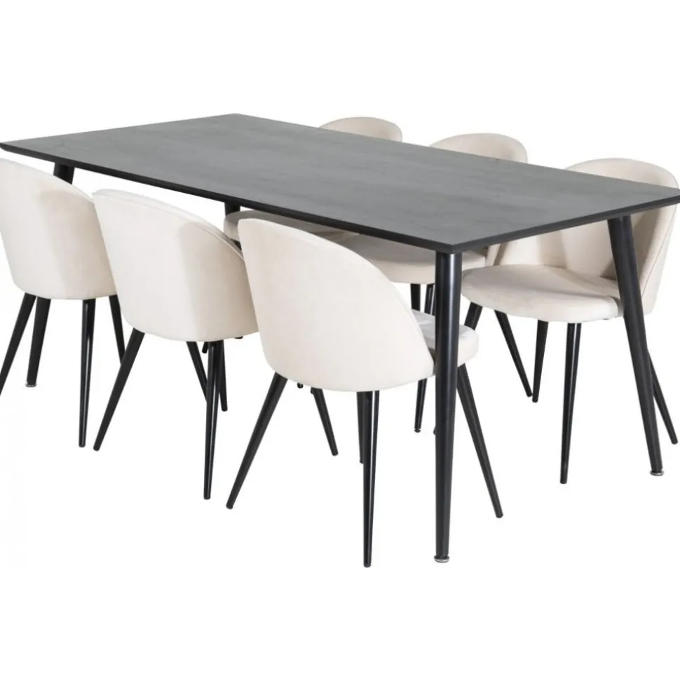 Matgrupp Slope 180x90 cm inkl 6 st Alice stolar - Svartbetsad ekfanér