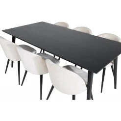 Matgrupp Slope 180x90 cm inkl 6 st Alice stolar - Svartbetsad ekfanér + 6.00 x Stolsdyna