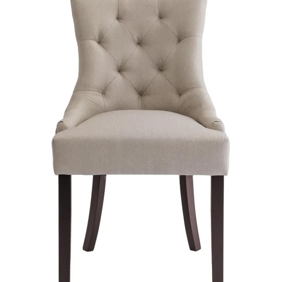 Matstol beige med bruna ben - Tuva