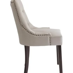 Matstol beige med bruna ben - Tuva + Möbeltassar