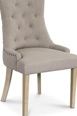 Matstol beige med träben - Tuva + Möbeltassar