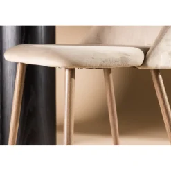 Matstol beige sammet med ekben