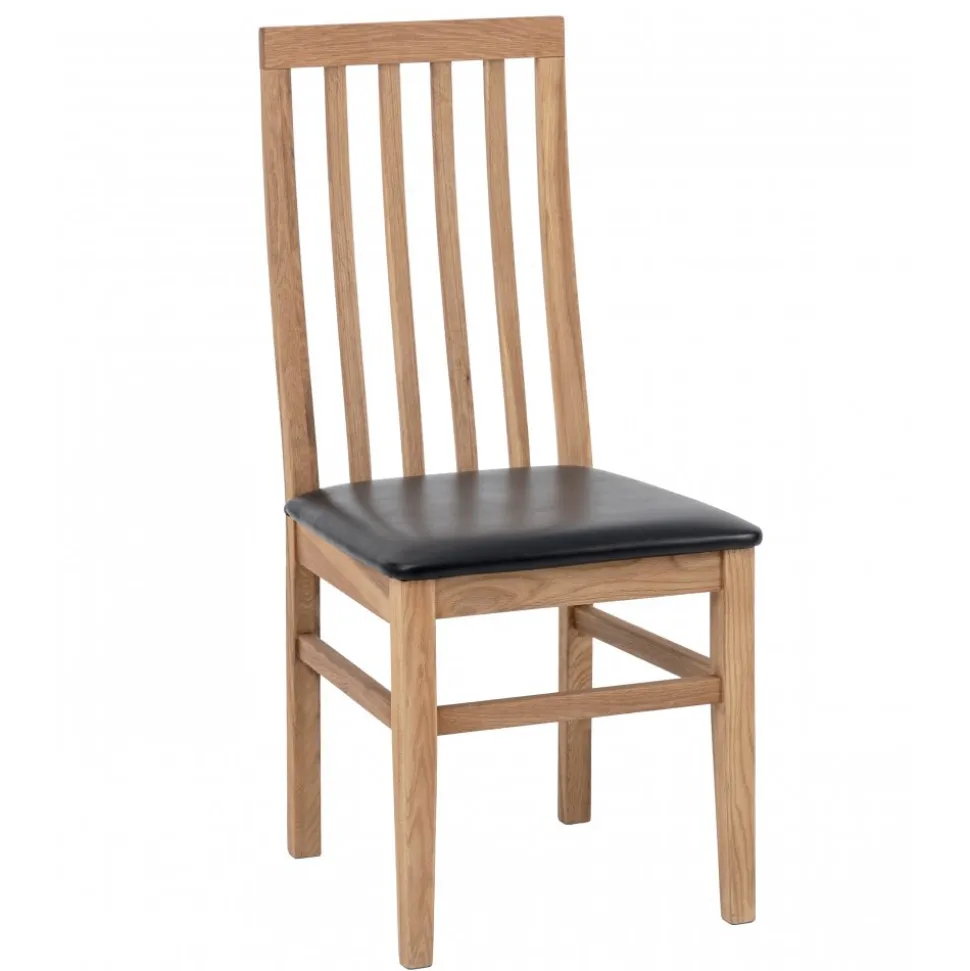 Matstol ek med svart sits - Alaska + Möbeltassar