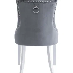 Matstol grå med vita ben och nitar - Tuva + Fläckborttagare för möbler