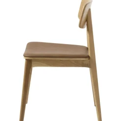 Matstol Kleppen i oljad ek stomme med brun PU sits