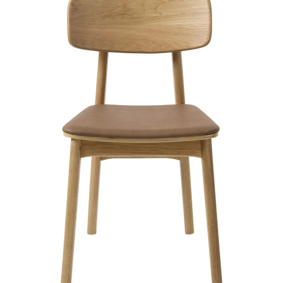 Matstol Kleppen i oljad ek stomme med brun PU sits