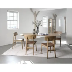 Matstol Kleppen i oljad ek stomme med brun PU sits