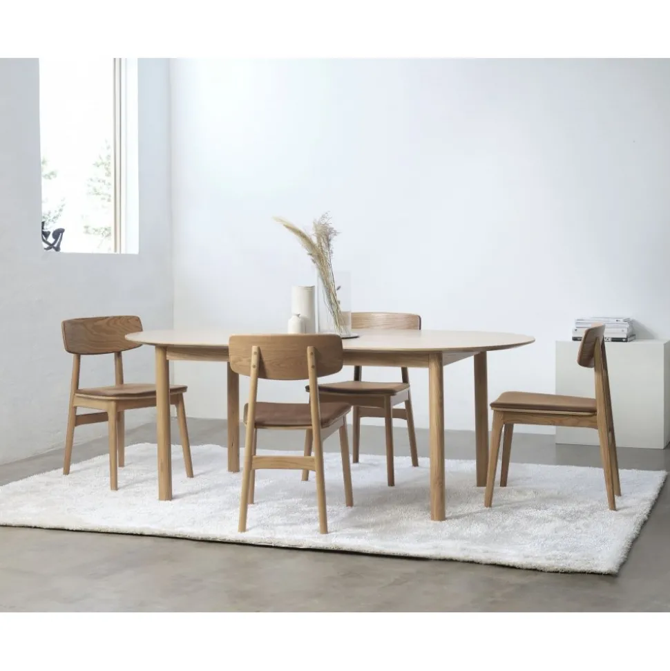 Matstol Kleppen i oljad ek stomme med brun PU sits