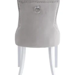 Matstol ljusgrå sammet - Tuva Decotique + Textilrengöring för möbler