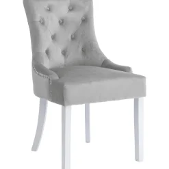 Matstol ljusgrå sammet - Tuva Decotique