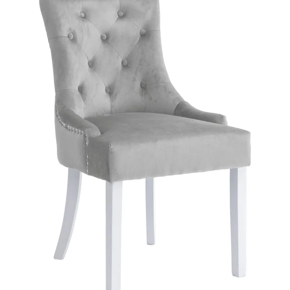 Matstol ljusgrå sammet - Tuva Decotique
