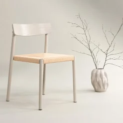 Matstol med rottingsits - Greige