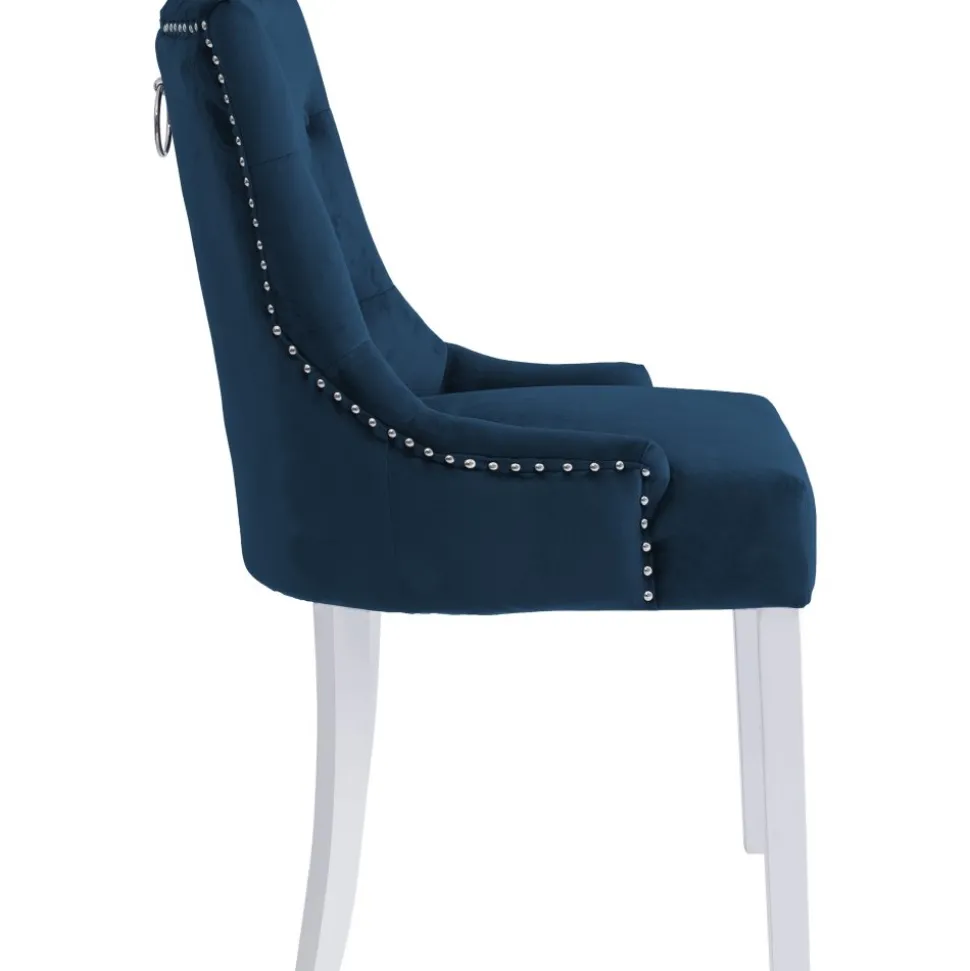Matstol Tuva blå sammet med vita ben + Textilrengöring för möbler