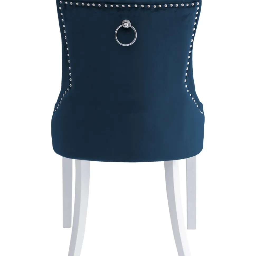 Matstol Tuva blå sammet med vita ben + Textilrengöring för möbler