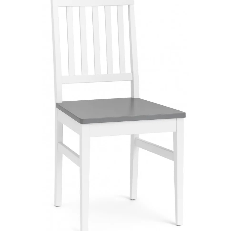 Matstol vit med grå sits