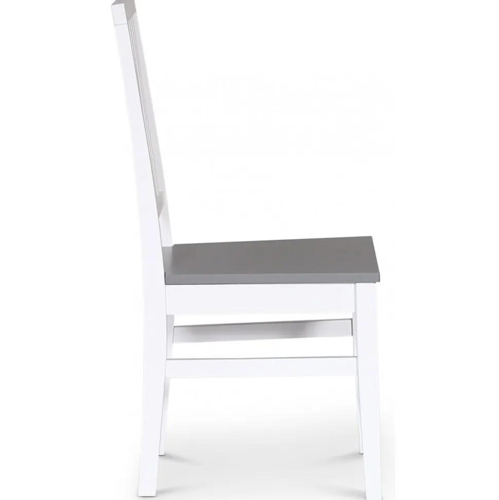 Matstol vit med grå sits