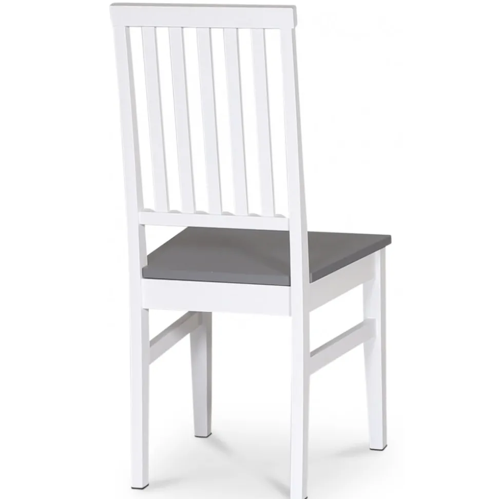 Matstol vit med grå sits