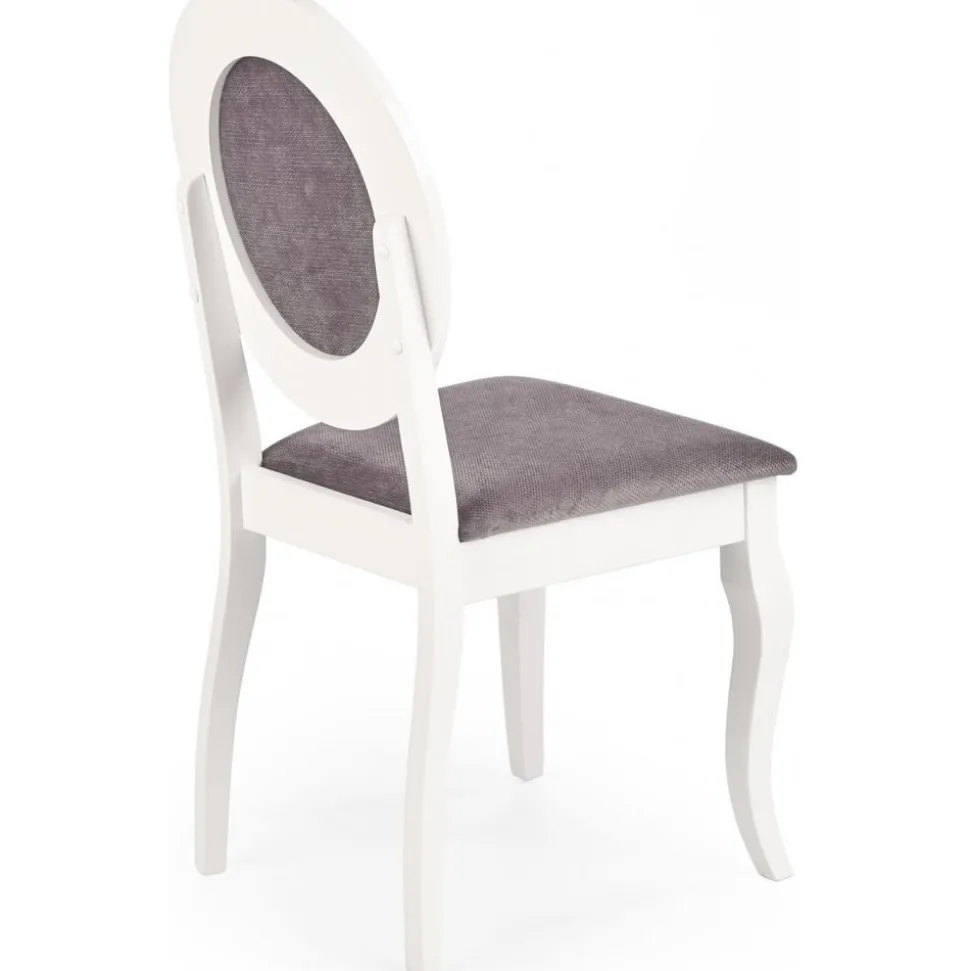 Matstol vitt trä med grå sits