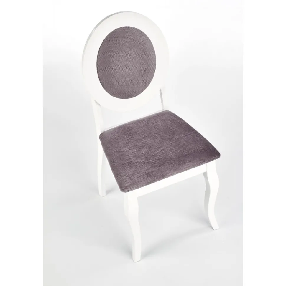 Matstol vitt trä med grå sits