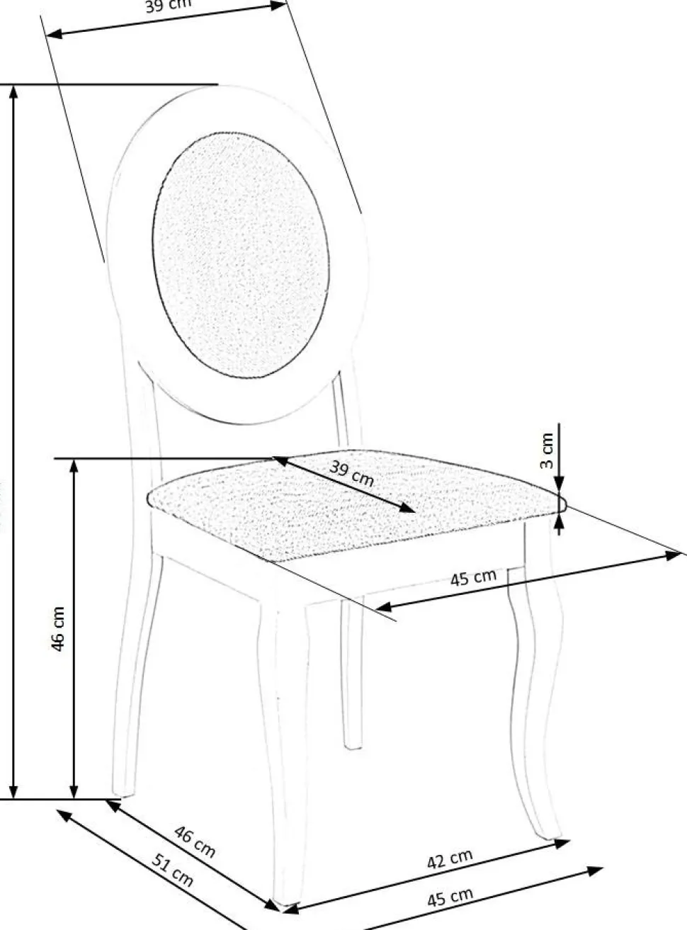 Matstol vitt trä med grå sits