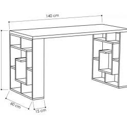 Maze skrivbord 140x60 cm - Vit/mörk ek