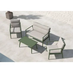 Mazzaro soffgrupp - Grön/Beige + Rengöringsmedel för utemöbler